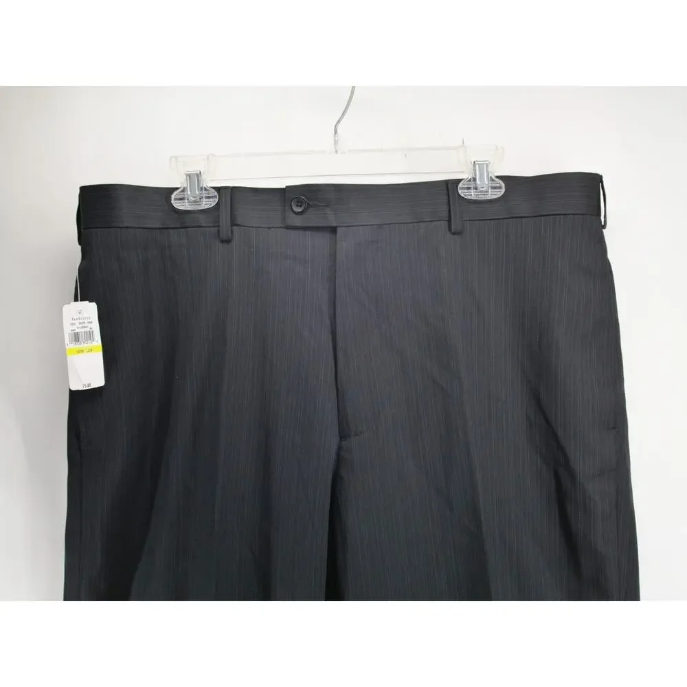 NWT Van Heusen Dress Pants Men 38x29 Gray Pinstripe Flat Front Wrinkle Resistant